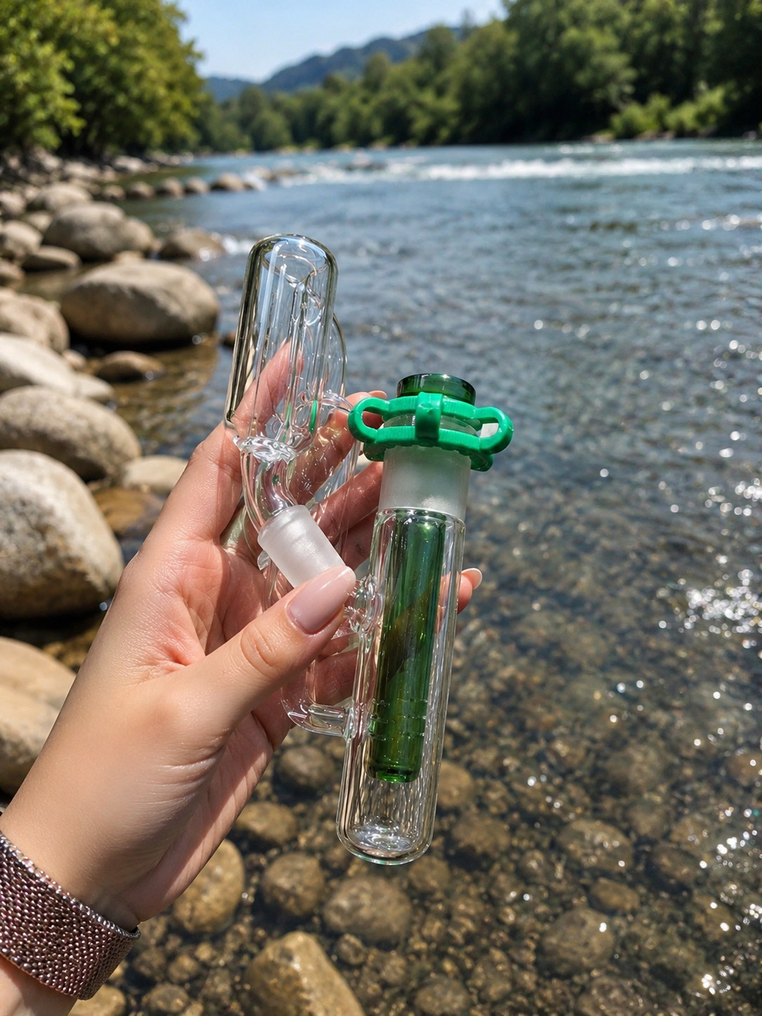 Smoking GLASS Bong Water Pipe Ash catcher Inline Male 14mm