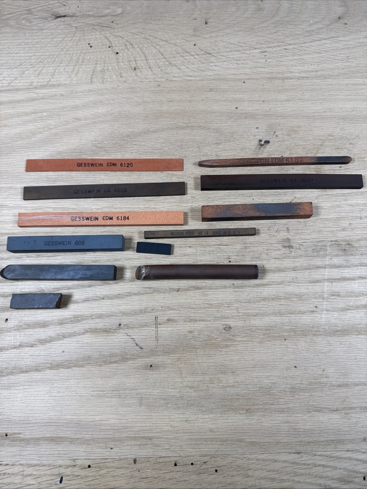 Lot Of 12 Sharpening Stones Mostly Gesswein