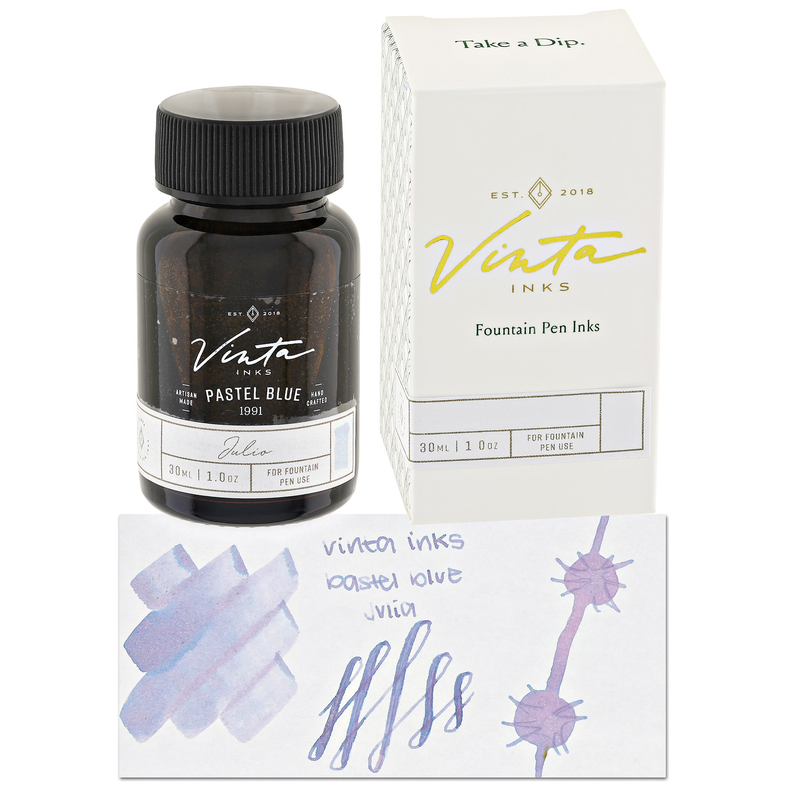 Vinta Inks 2.0 Shimmer Bottled Ink in Pastel Blue [Julio 1991] - 30mL NEW in Box