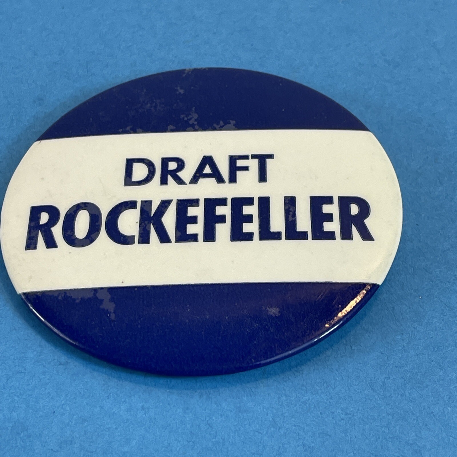 Nelson Rockefeller Draft Button Political 1964 President Rare Collectible