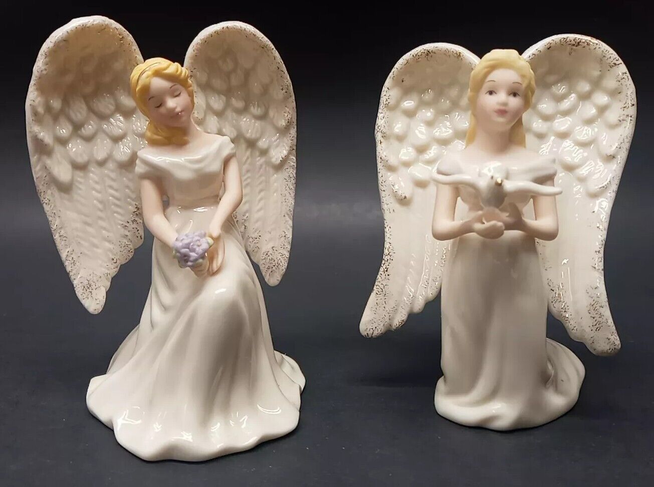 Lenox Guardian Angels 2pc. Dove Angel &  Purple Flower Angel