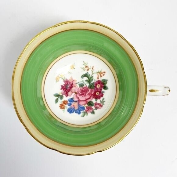GROSVENOR, Bone China Cup Pink Green Blue Flowers, England vintage grandma core