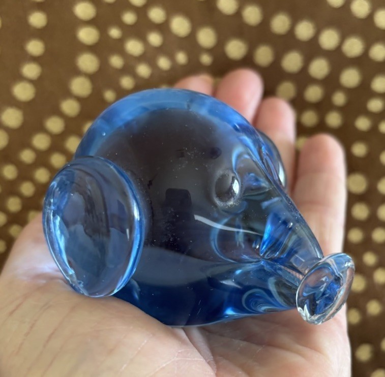 Cobalt Blue Glass Paperweight - Dog Hand Made