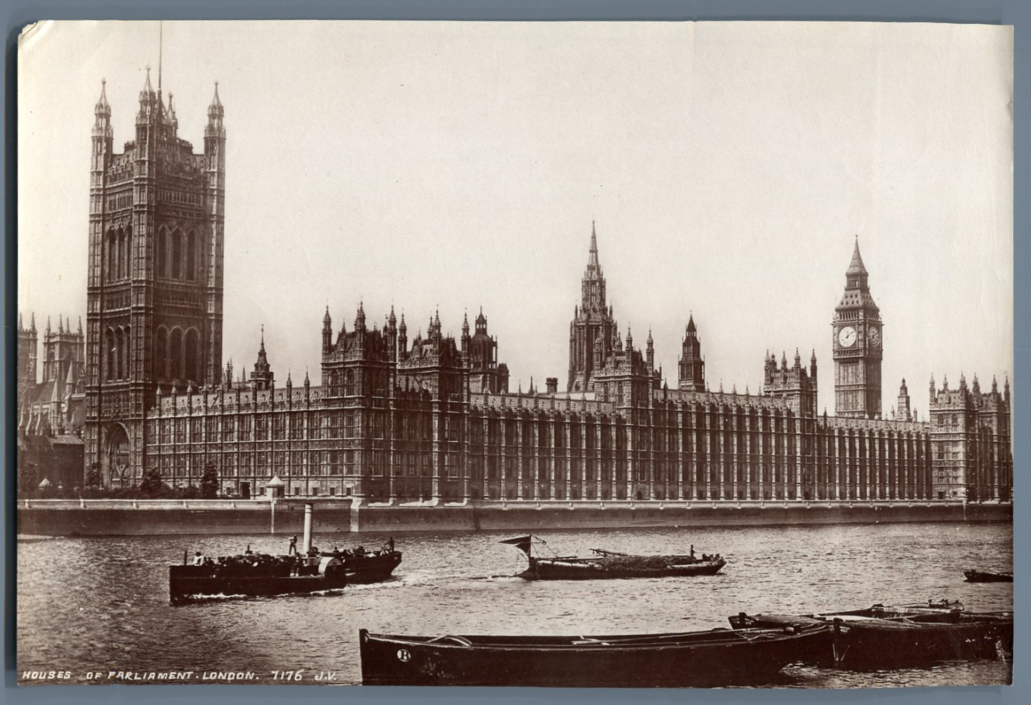 J.V., UK, London, House of Parliament Vintage Albumen Print. James Valentine ph