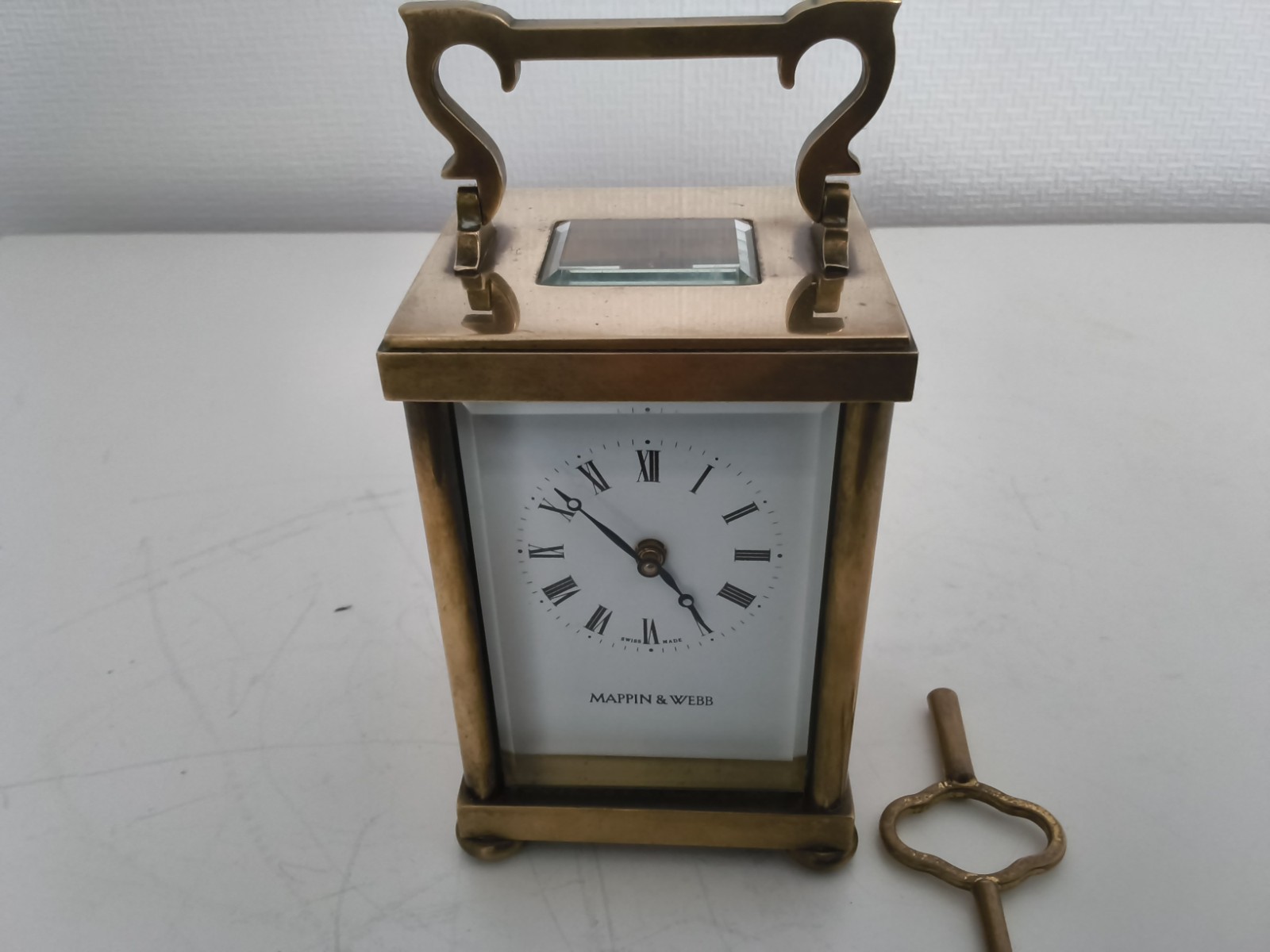 MAPPIN & WEBB VINTAGE 8 DAY  CARRIAGE CLOCK WORKING WELL, WITH KEY HEAVY