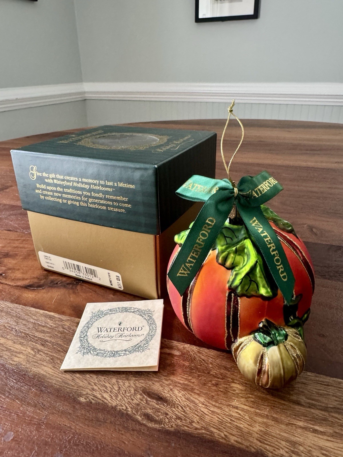 Vtg Retired Waterford Holiday Heirlooms Harvest Pumpkin Christmas Ornament Glass