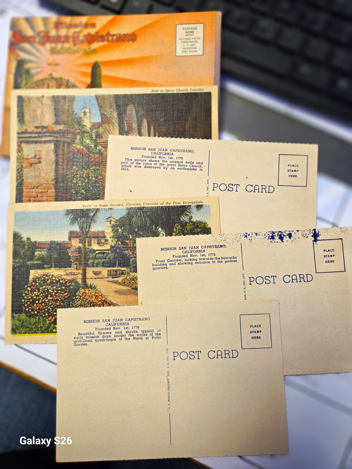 Mission San Juan Capistrano San Juan Capistrano CA Linen Postcard Lot Unposted
