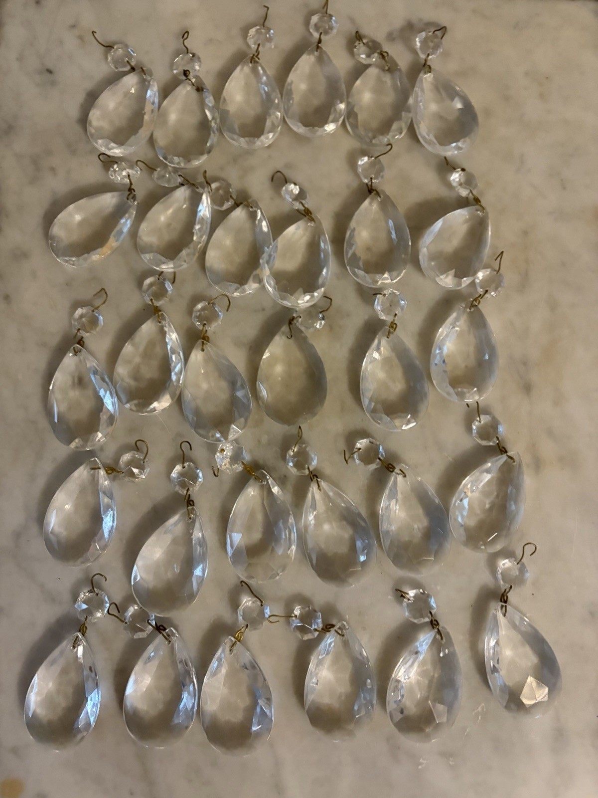 Lot 30 Crystal Glass Prisms Faceted Tear Drop for Chandelier VTG 2.5” Lot 30 Crystal Glass Prisms Faceted Tear Drop for Chandelier VTG 2.5”