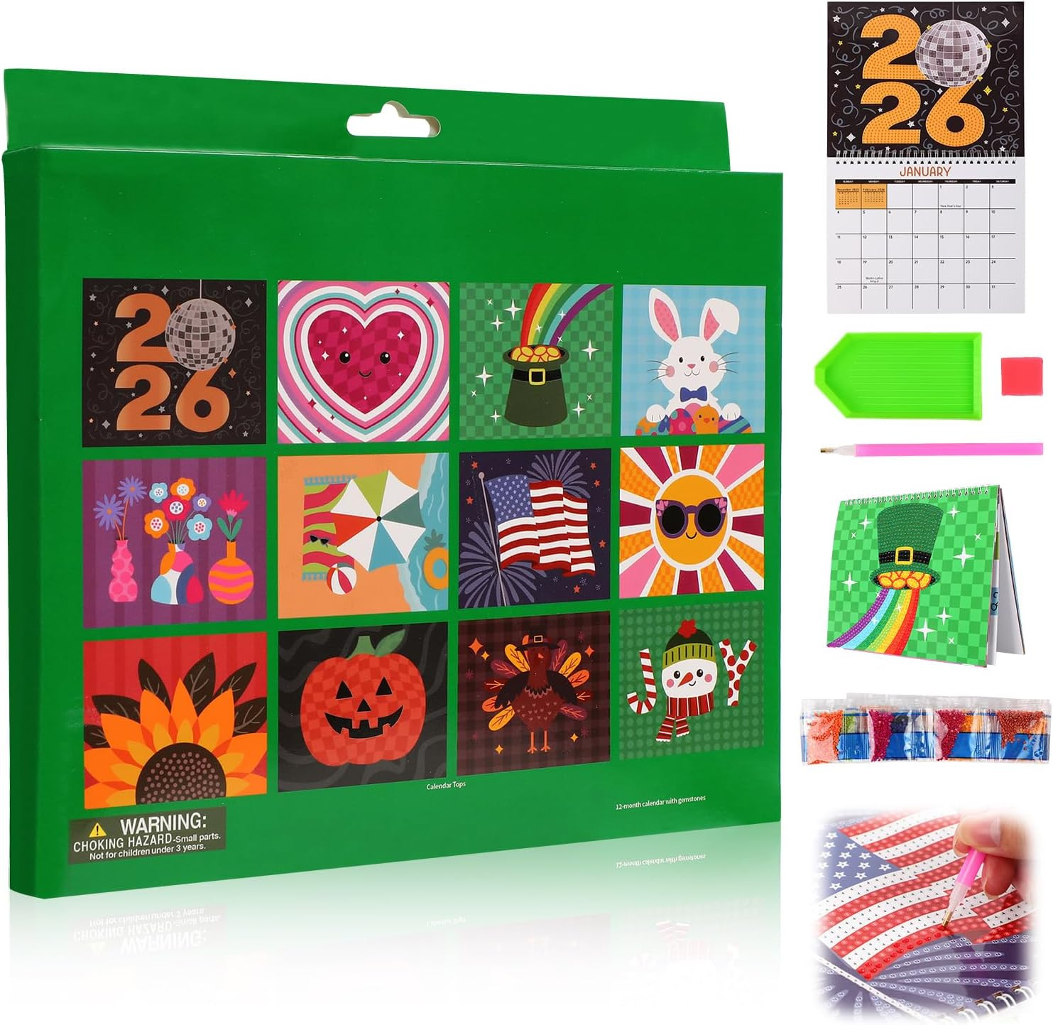 2026 Diamond Art Calendar Kit, Wall Calendar Diamond Painting Kit, DIY Diamond A