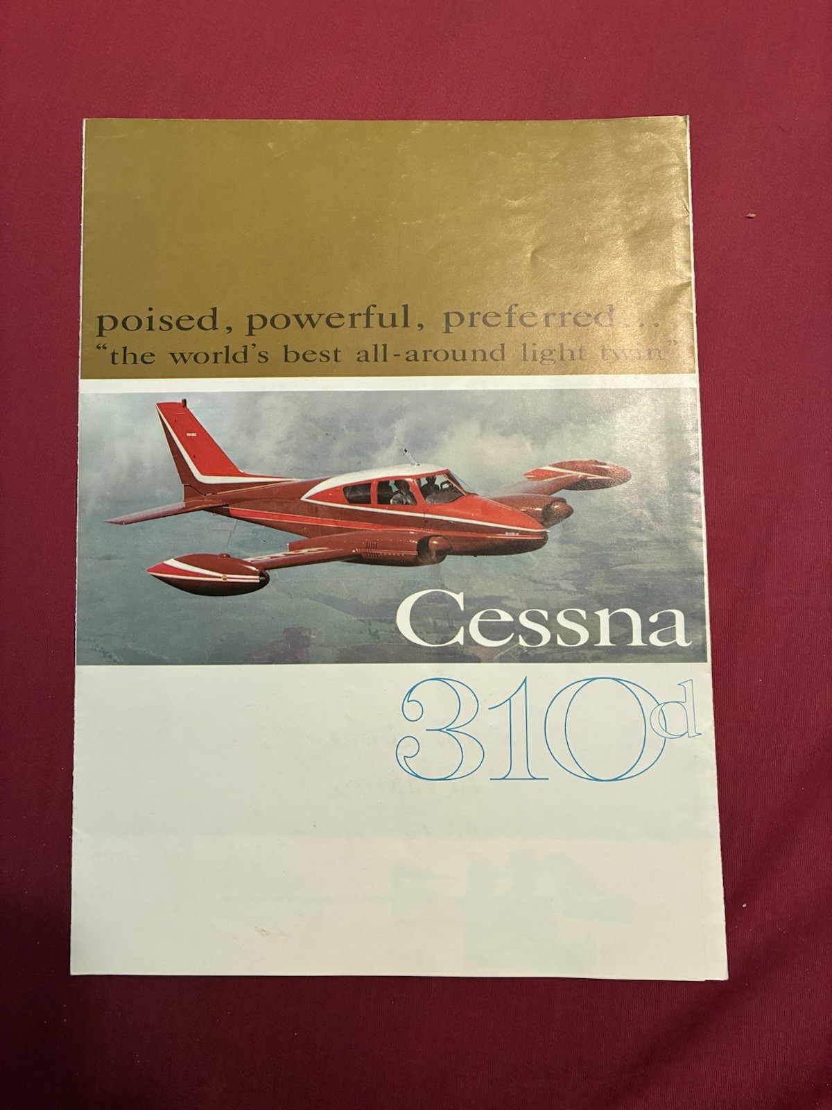 CESSNA Factory 310d Brochure 1960 Vintage Light Twin Fold Out Collectable Rare