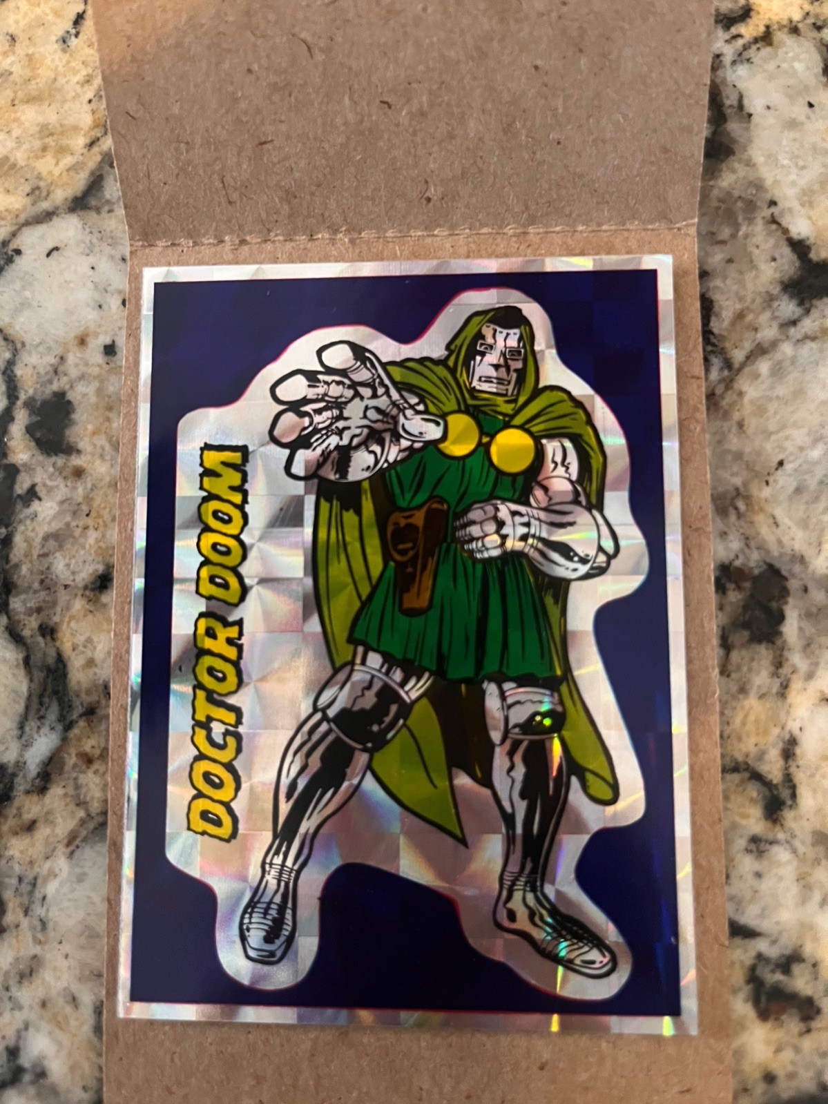 VINTAGE 80’S Doctor doom FOIL PRISM VENDING MACHINE STICKER BLANK BACK UNUSED 