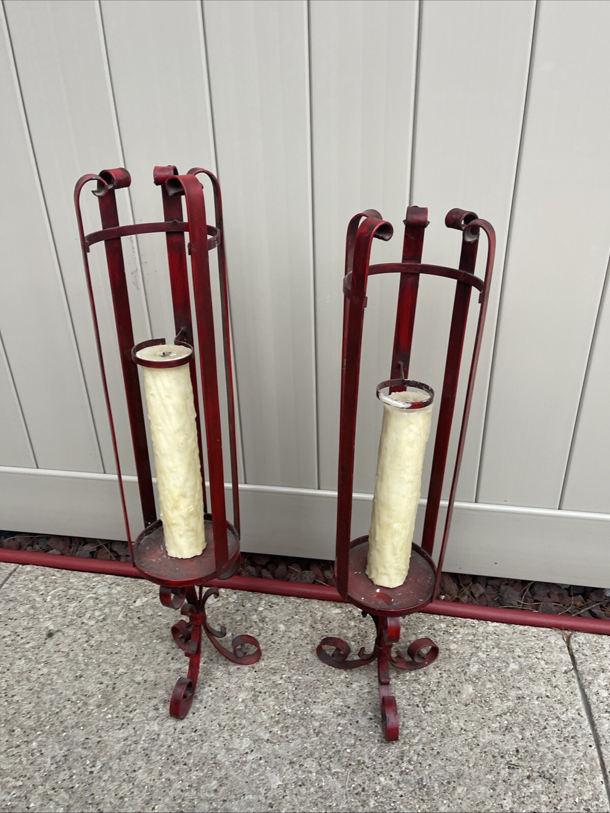 Pair of Vintage Wrought Iron Candle Sconces Made By walldecor aftico 33”