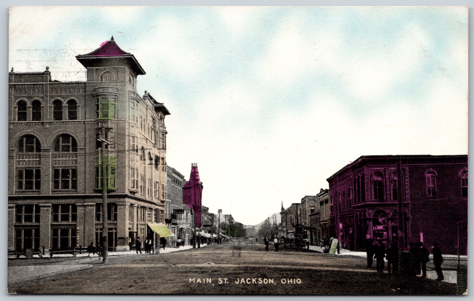 1912 Main St Jackson Ohio Dirt Road Scene ANTIQUE Postcard