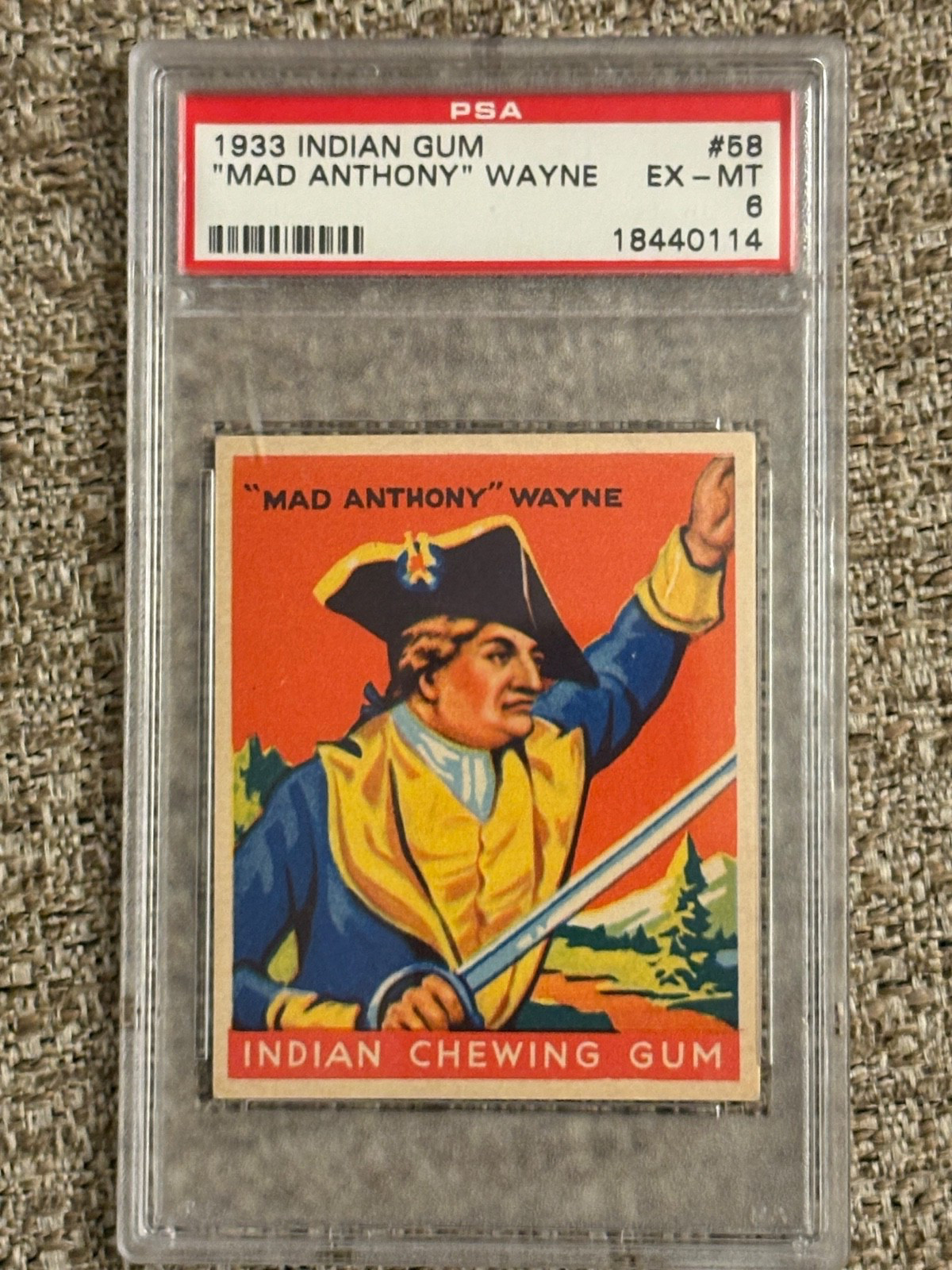1933 Goudey Indian Gum) #58 Mad Anthony Wayne PSA 6 1933 Goudey Indian Gum) #58 Mad Anthony Wayne PSA 6