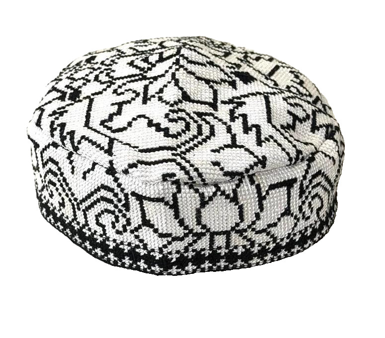 UZBEK IROQI TRIBAL HAND EMBROIDERED SILK HAT - UNISEX - APPROX 21.75  IN - SMALL