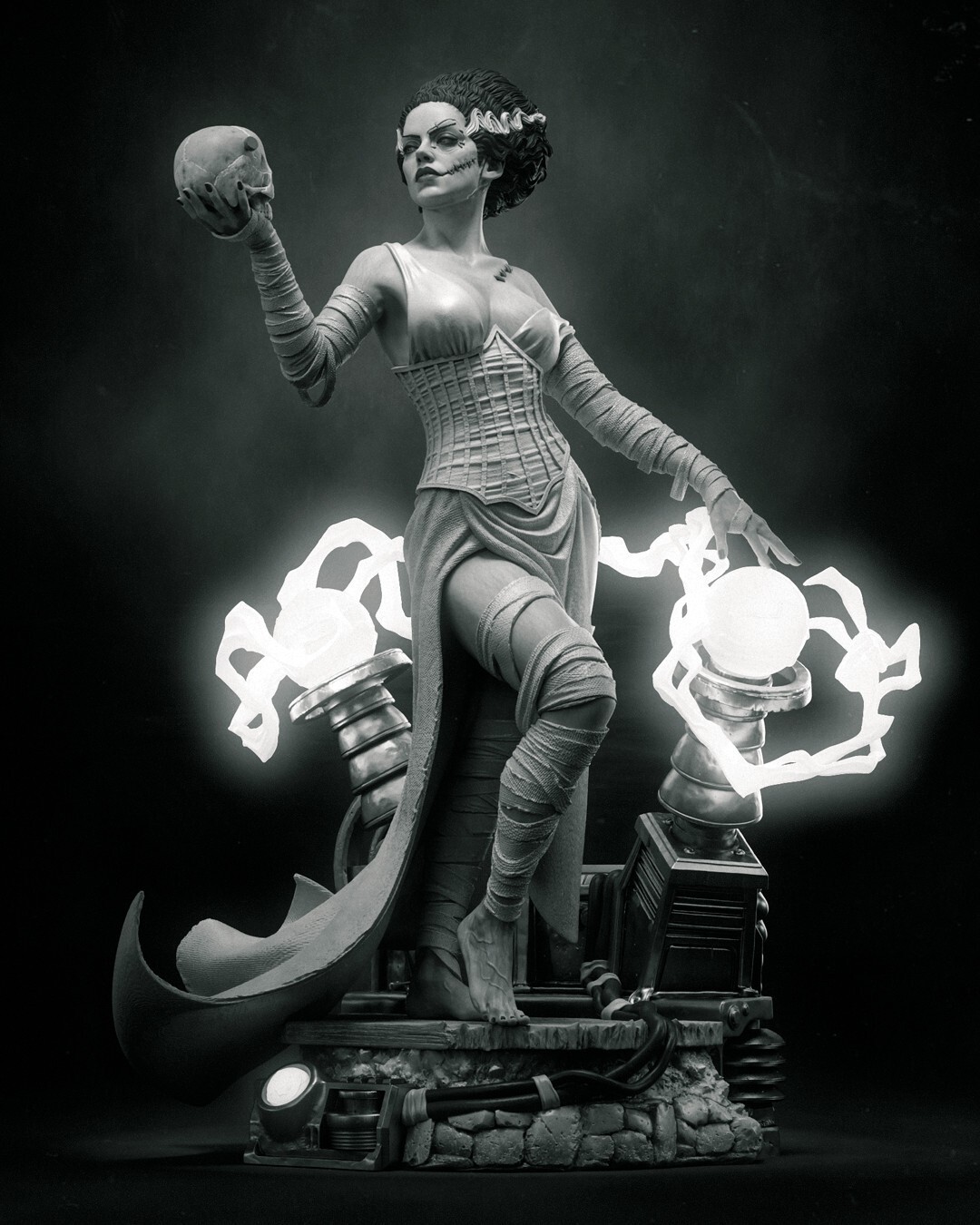 1:8 Frankenstein Bride Horror UNPAINTED High Quality Garage Kit