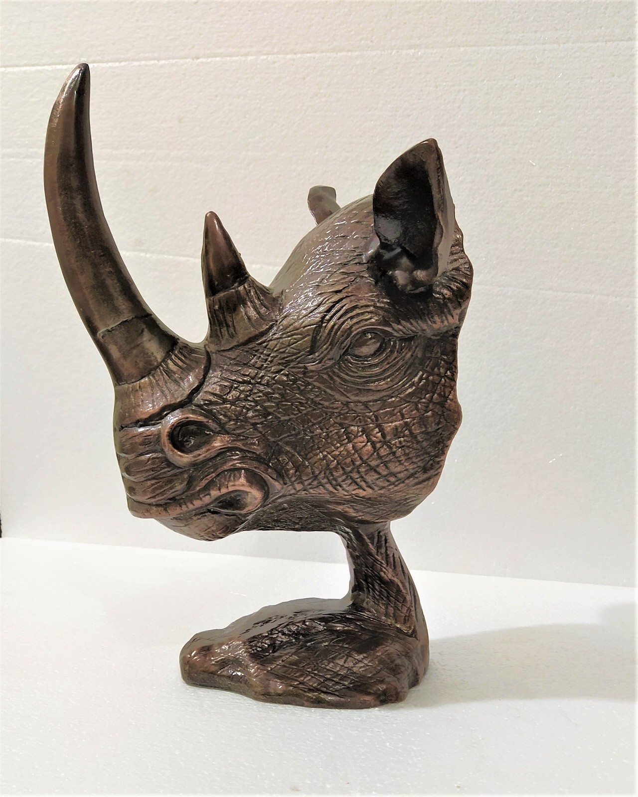Metal Rhino Statue Sculpture desk or shelf Decor 12 in Copper antique Finish Metal Rhino Statue Sculpture desk or shelf Decor 12 in Copper antique Finish