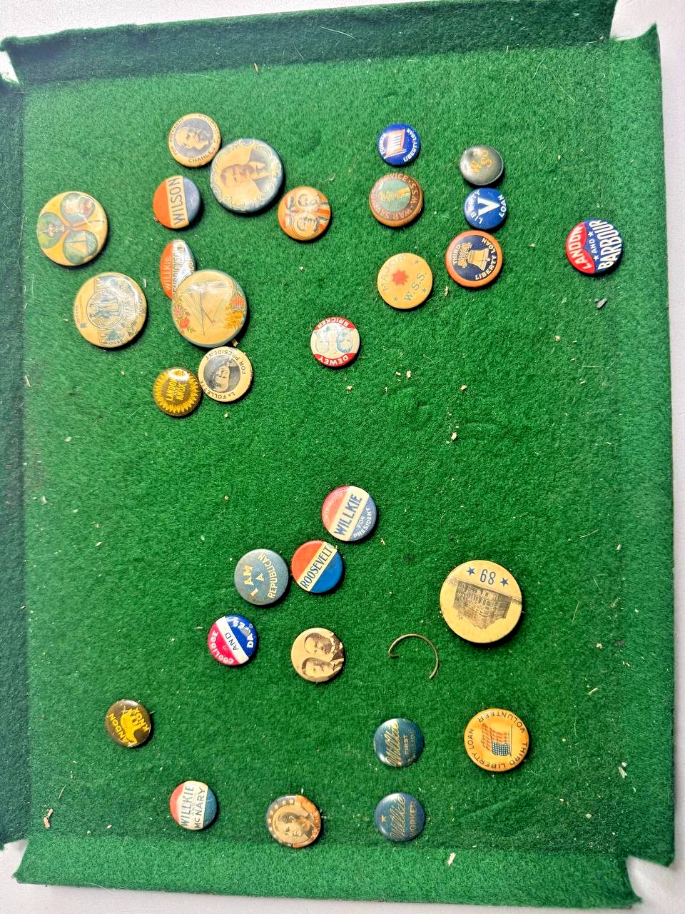 Vintage Political Campaign Pin Buttons Lot 30pc Teddy Roosevelt Wilson Liberty
