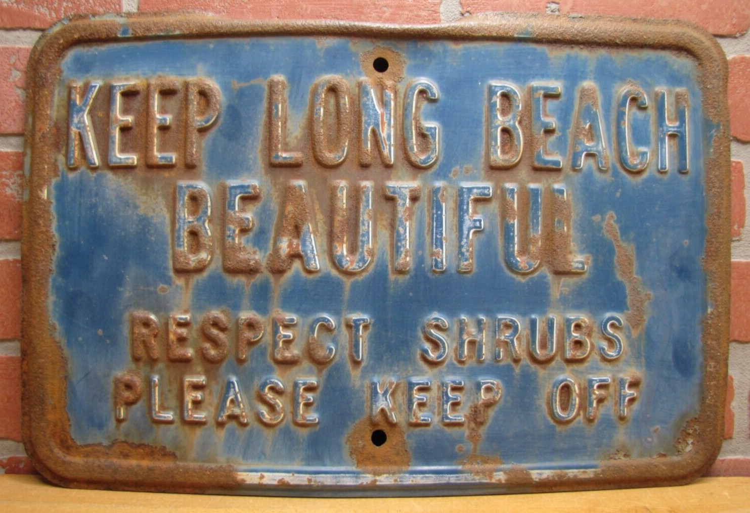 KEEP LONG BEACH BEAUTIFUL RESPECT SHRUBS PLEASE KEEP OFF Original Old Ad Sign KEEP LONG BEACH BEAUTIFUL RESPECT SHRUBS PLEASE KEEP OFF Original Old Ad Sign