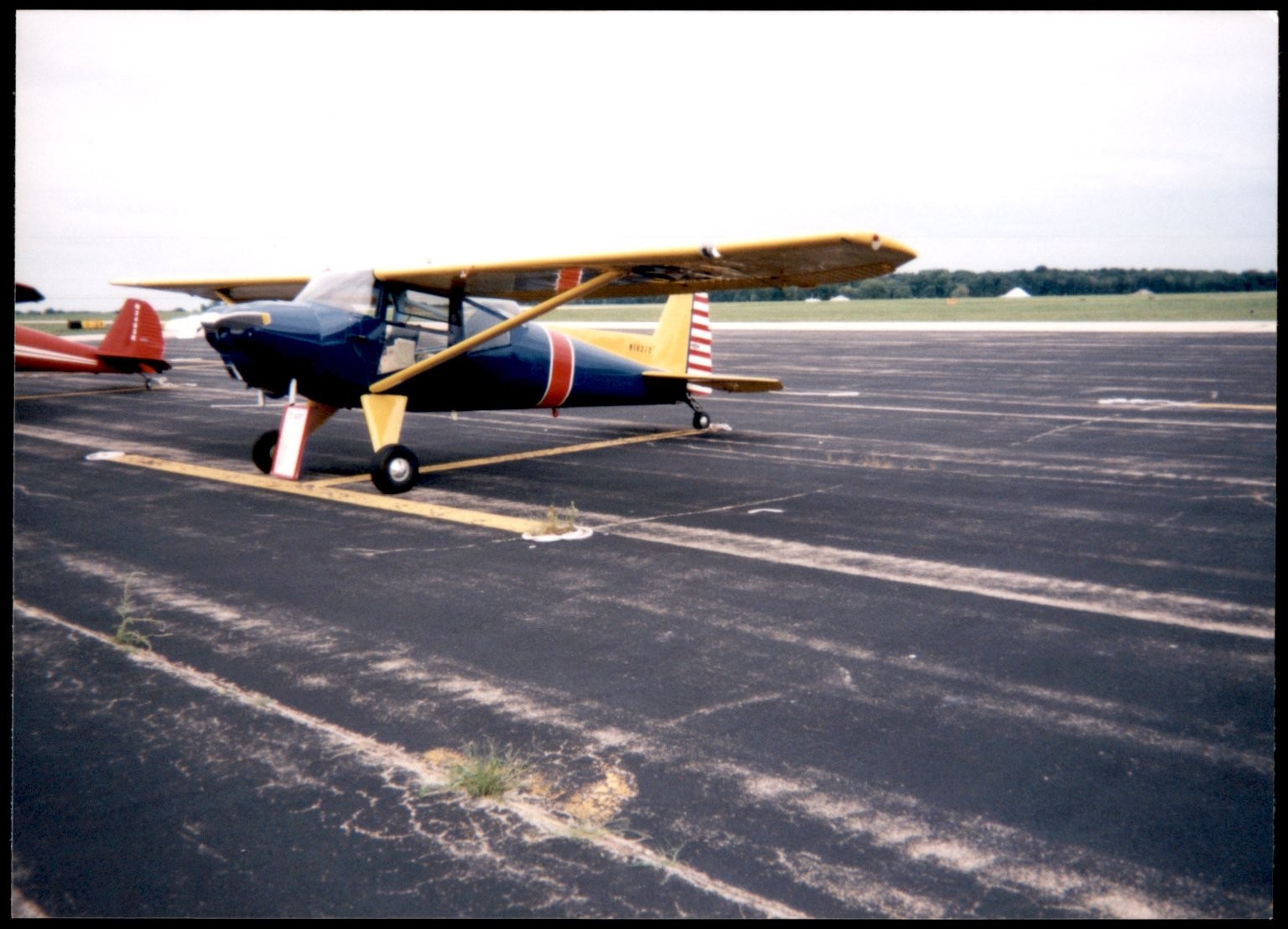 Blue Yellow Luscombe T-8F Silvaire Monoplane N1827B Airport Photo Print