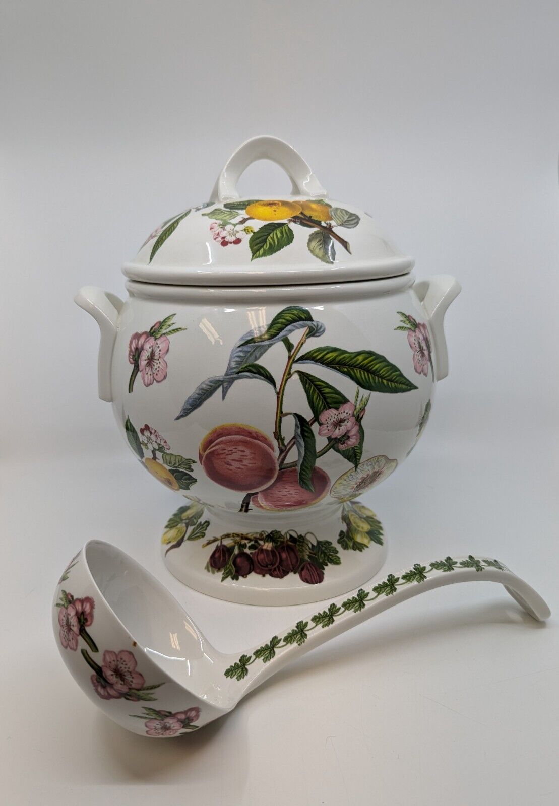Portmeirion Pomona Fruit and Floral Motif Soup Tureen With Lid and Ladle