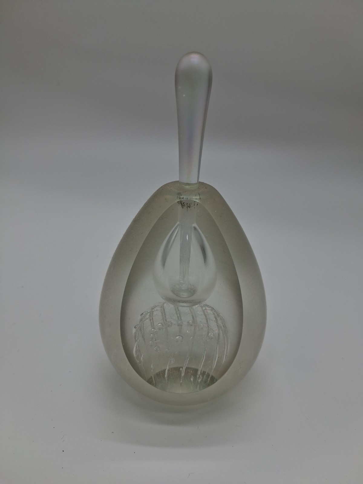 Vintage Maytum Studio Signed Art Glass Perfume Bottle Iridescent Clear