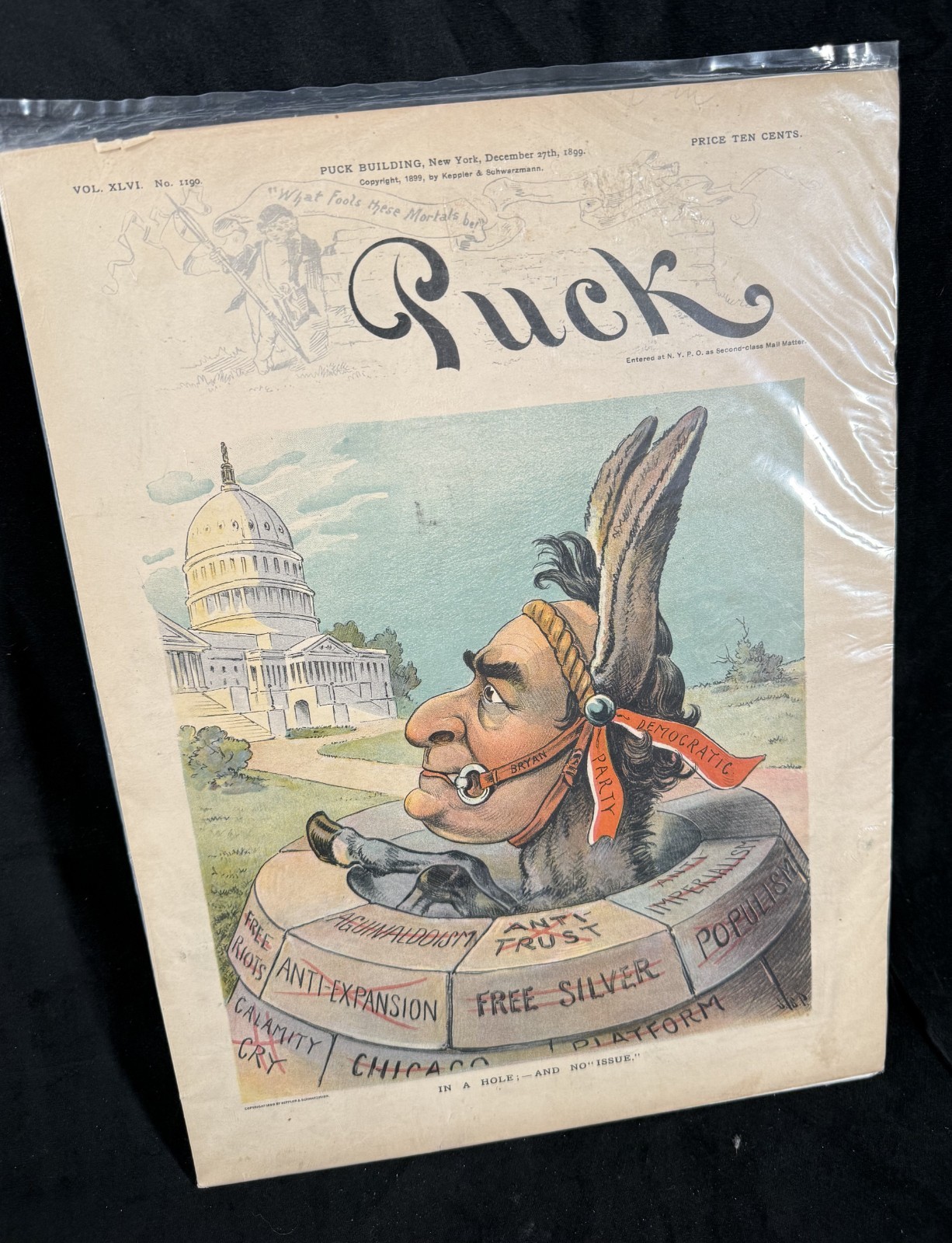 Puck Political Satire Magazine Cover, 1899 William Jennings Bryan (BKS)