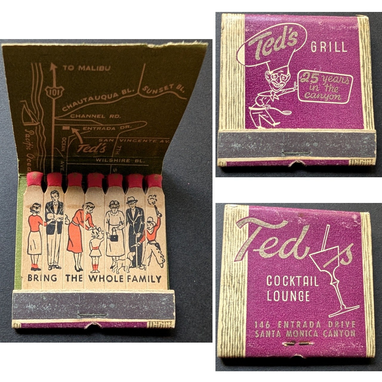 Feature Matchbook Ted\'s Grill & Cocktail Lounge Santa Monica Canyon CA