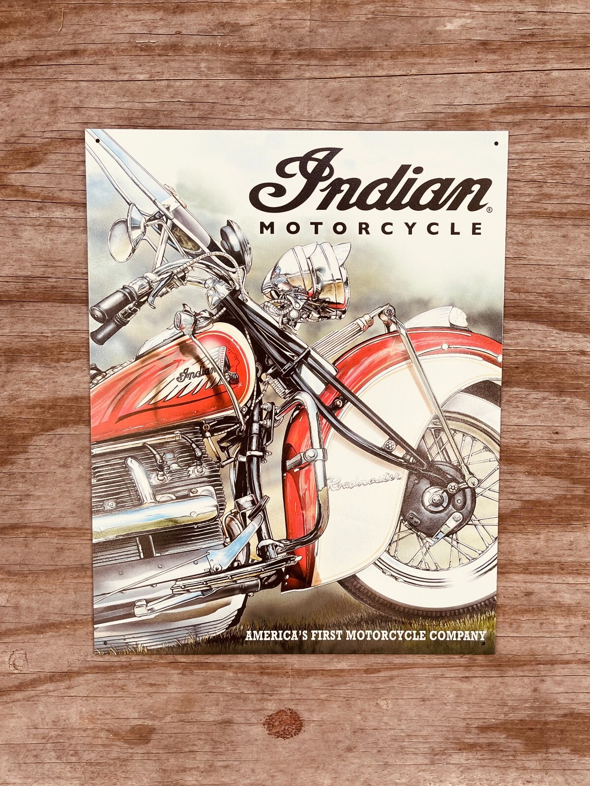 Indian - America's Pioneer HOME/GARAGE TIN SIGN Vintage motorcycle 12.5x16