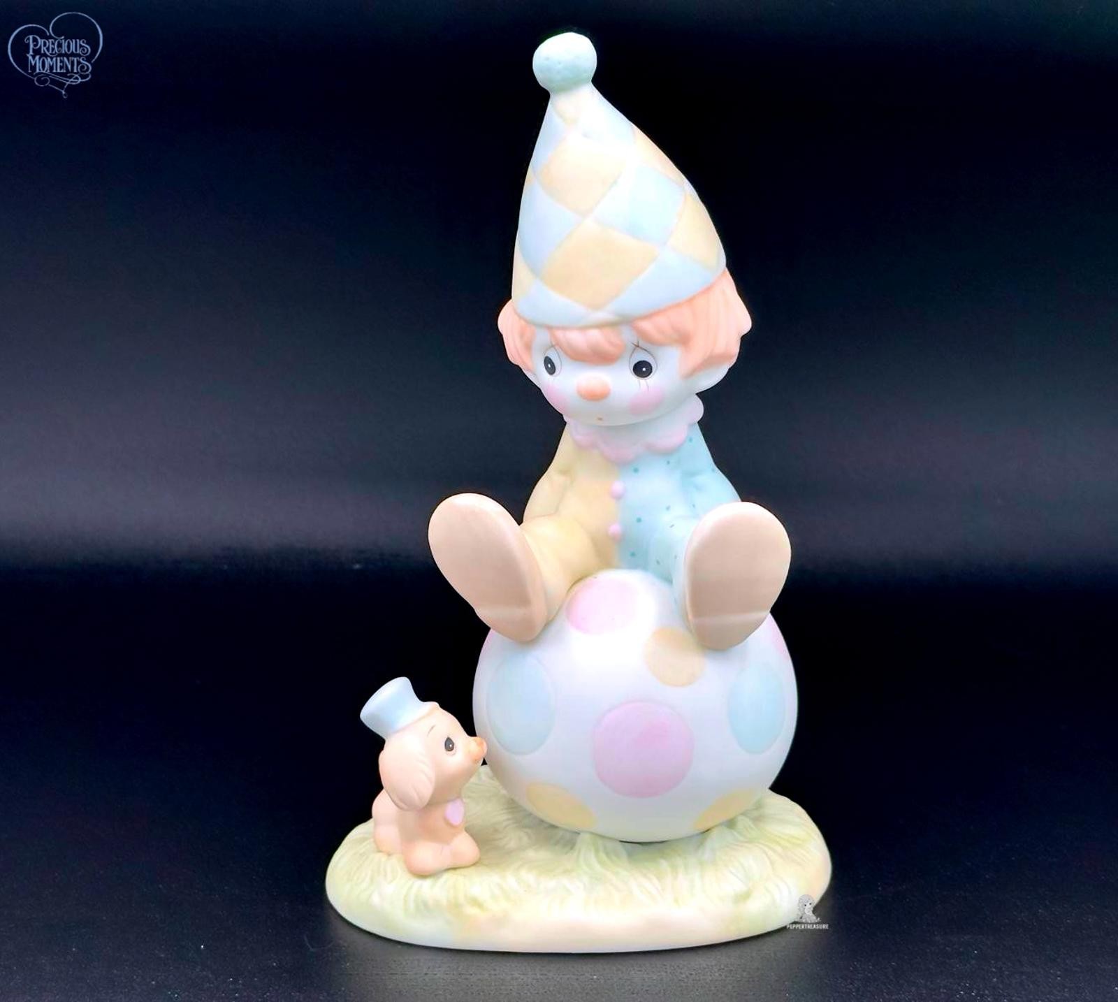 Vintage Precious Moments Clown Figurine with Puppy Buddy