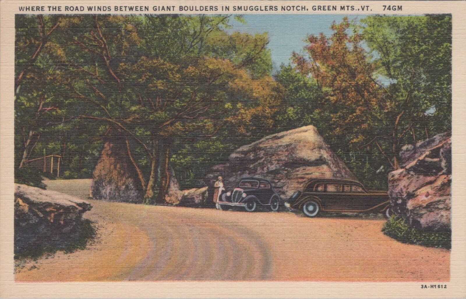 Green Mountains Vermont Smugglers Notch Road Between Giant Boulders Vintage PC