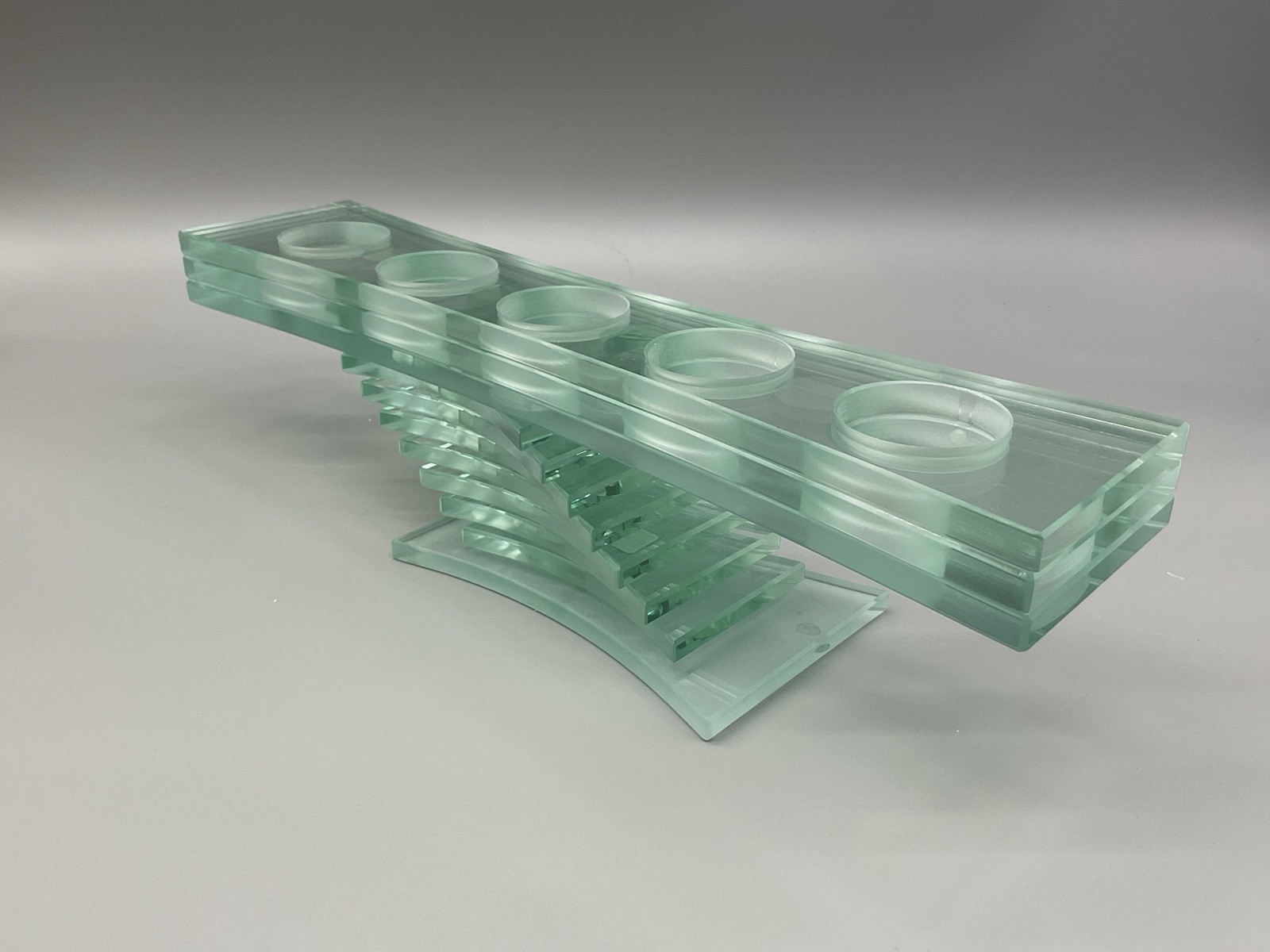 Partylite P7198 Green Stratus tea light Candle Holder 15 In Long, 3.75 Tall