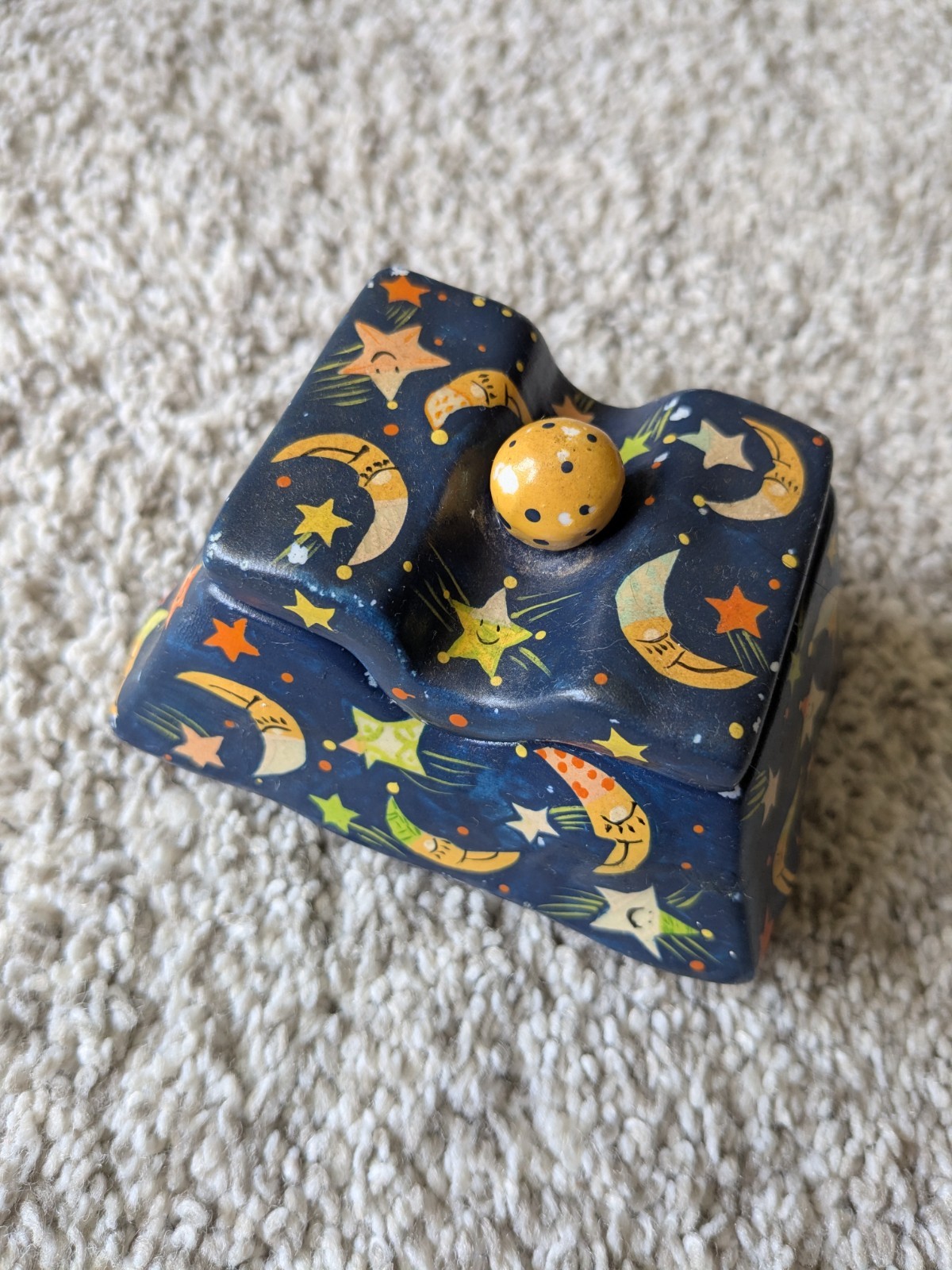 VTG Celestial Moon & Stars HandPainted Ceramic Dream Trinket Box 90s Whimsygoth VTG Celestial Moon & Stars HandPainted Ceramic Dream Trinket Box 90s Whimsygoth