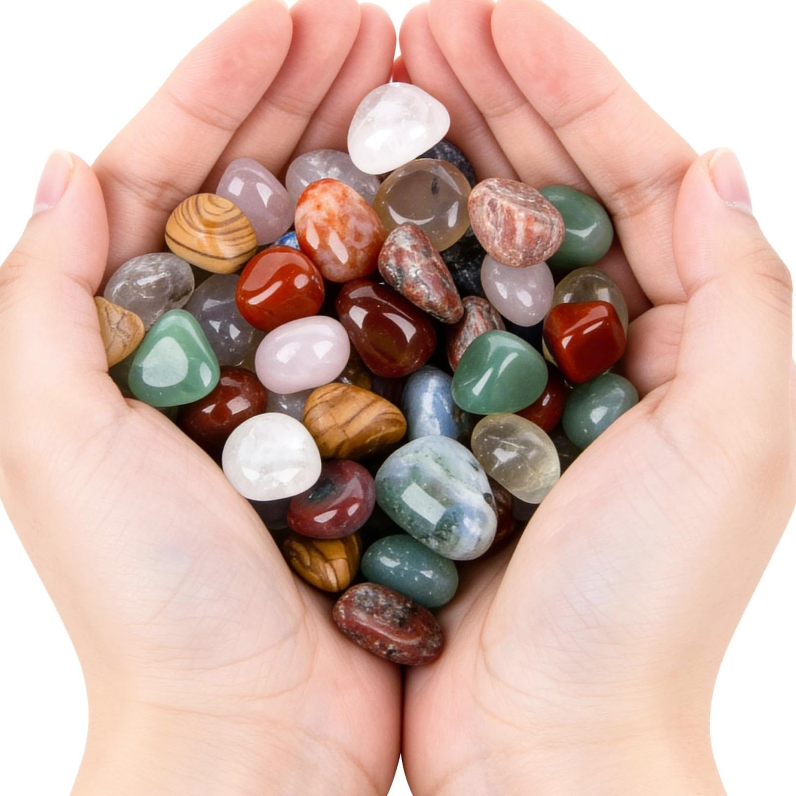 60Pcs Natural Crystal Stones - 0.5\'\' Polished Tumbled Gemstones