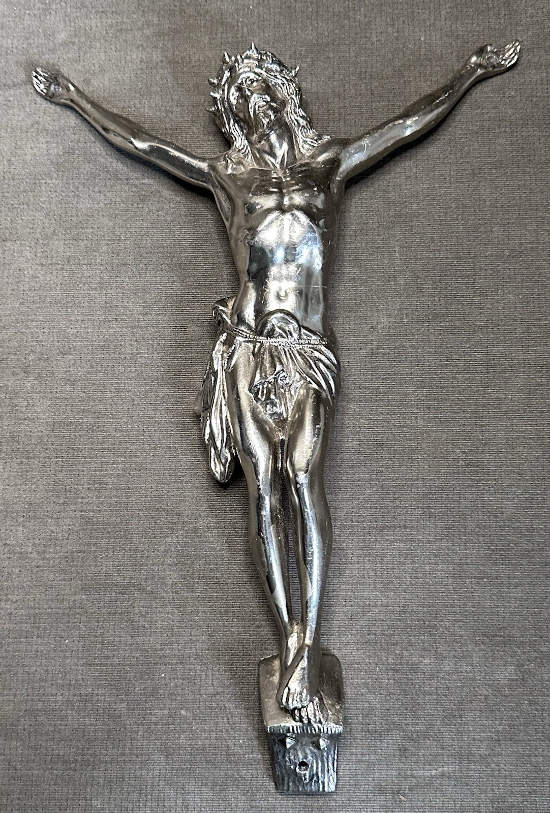 Vintage Crucifix Torso Jesus Corpus Christ Statue Religious Metal Large