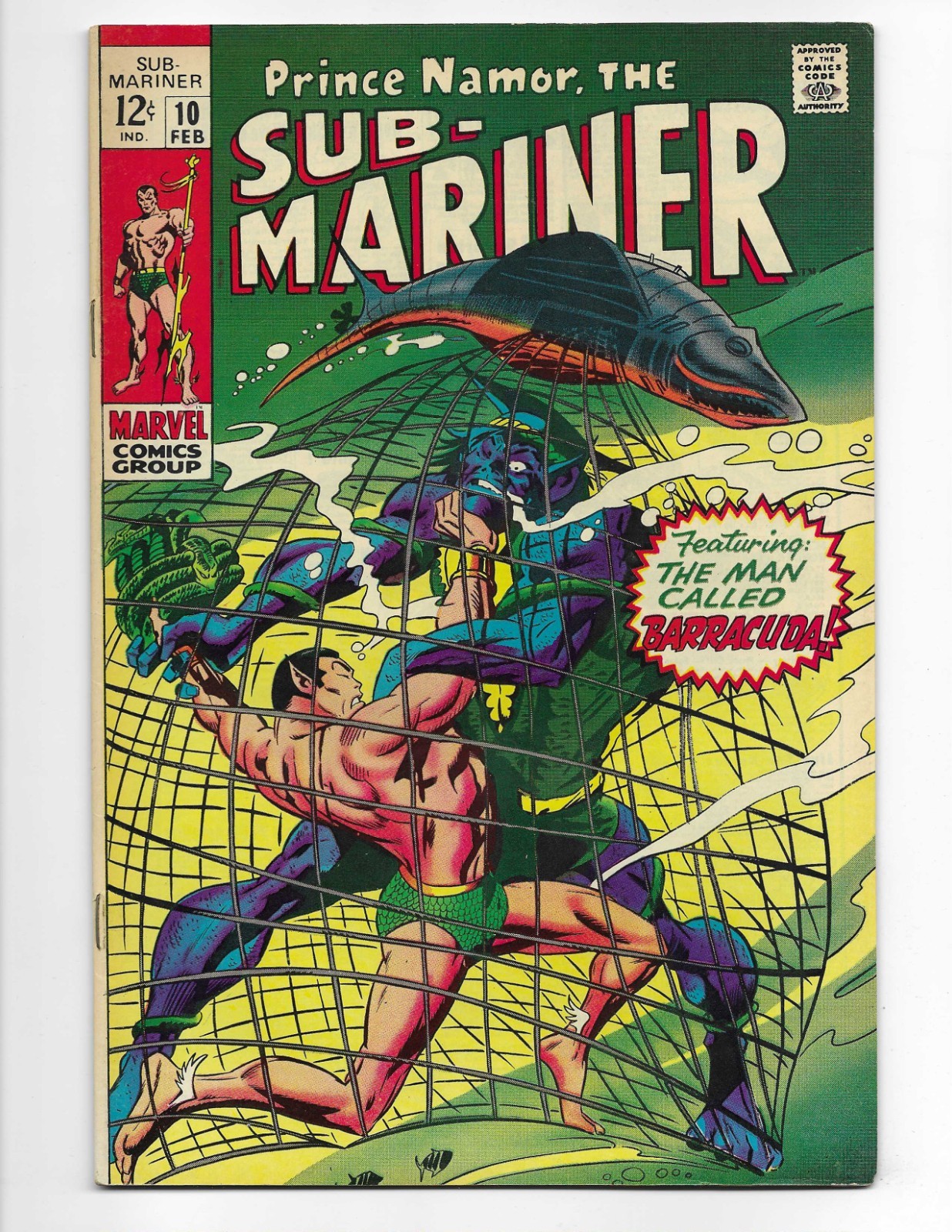 Sub-Mariner 10 1969 Marvel Comics F+ 6.5 Barracuda Lemurians Naga