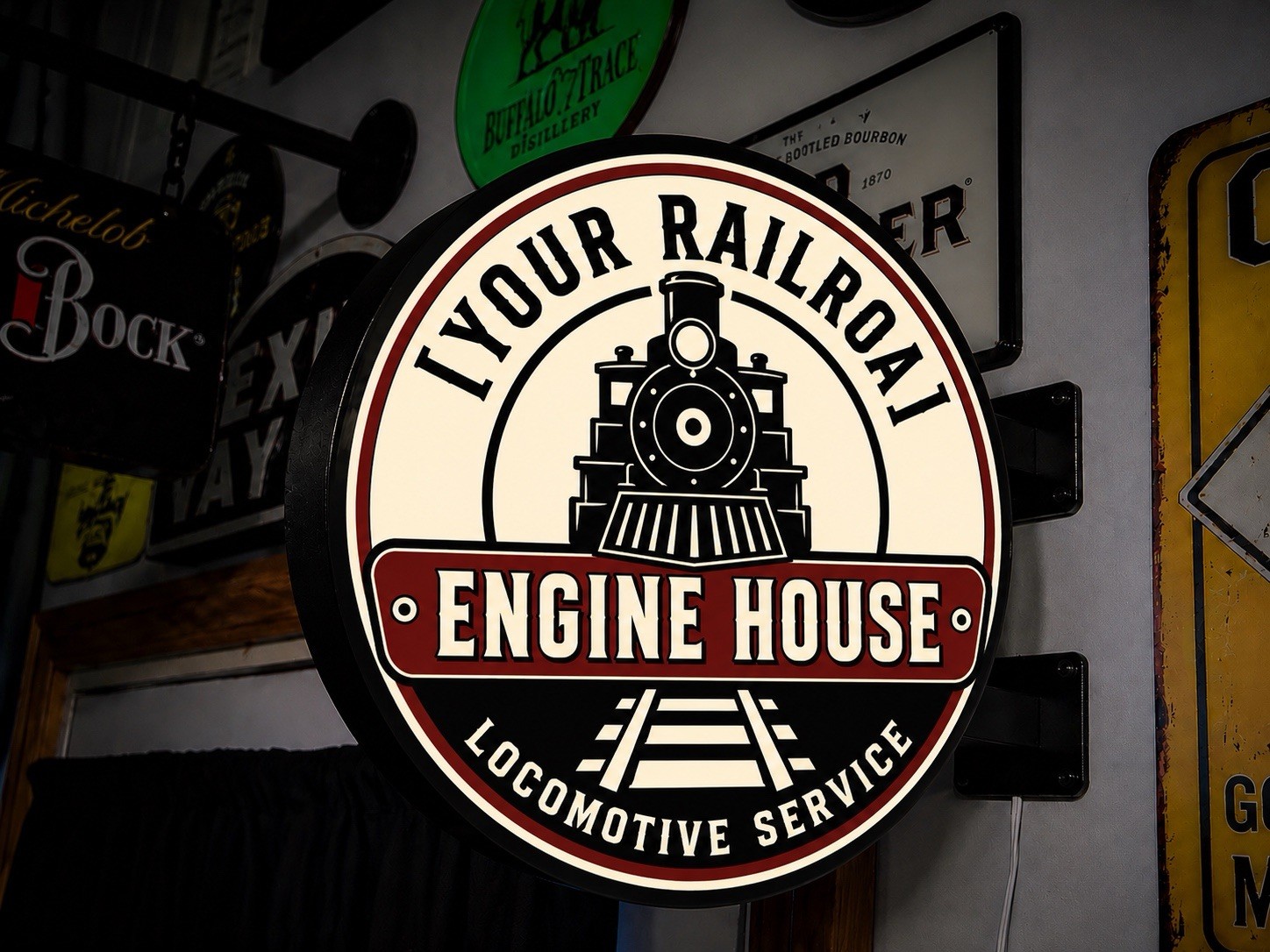 12.5–13” Custom Railroad Engine House LED Service Style Display | 9” Available