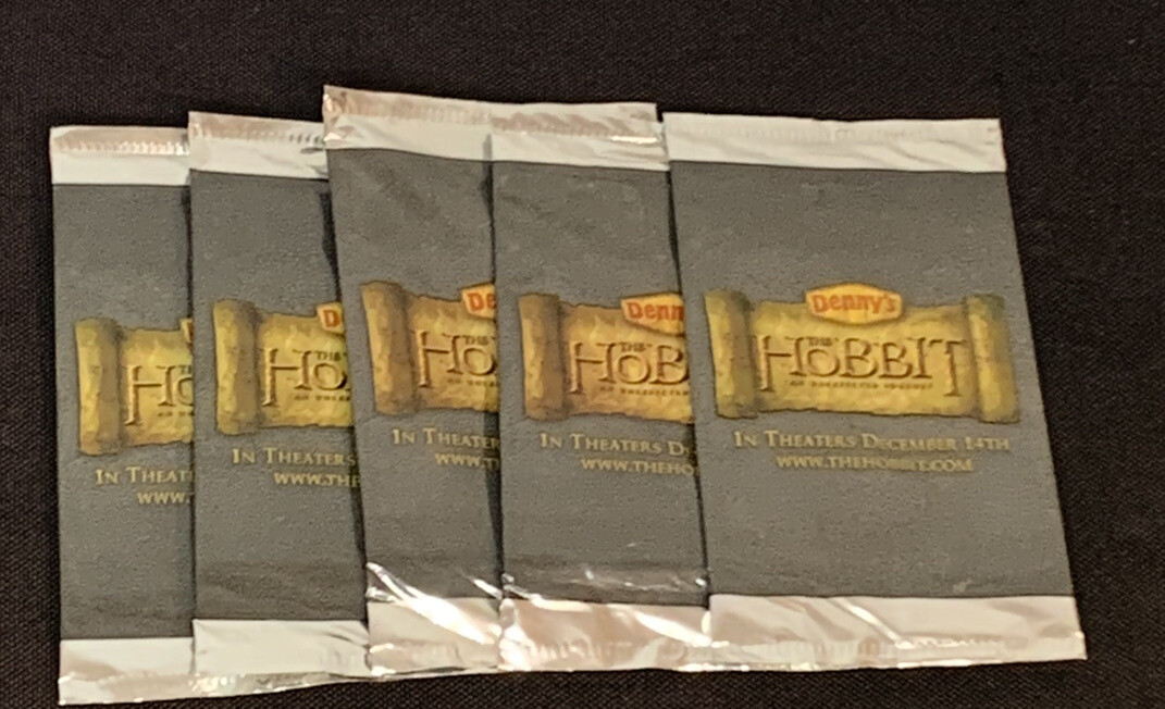 The Hobbit An Unexpected Journey 5 pks New Trading Card Packs From Denny's 2012 