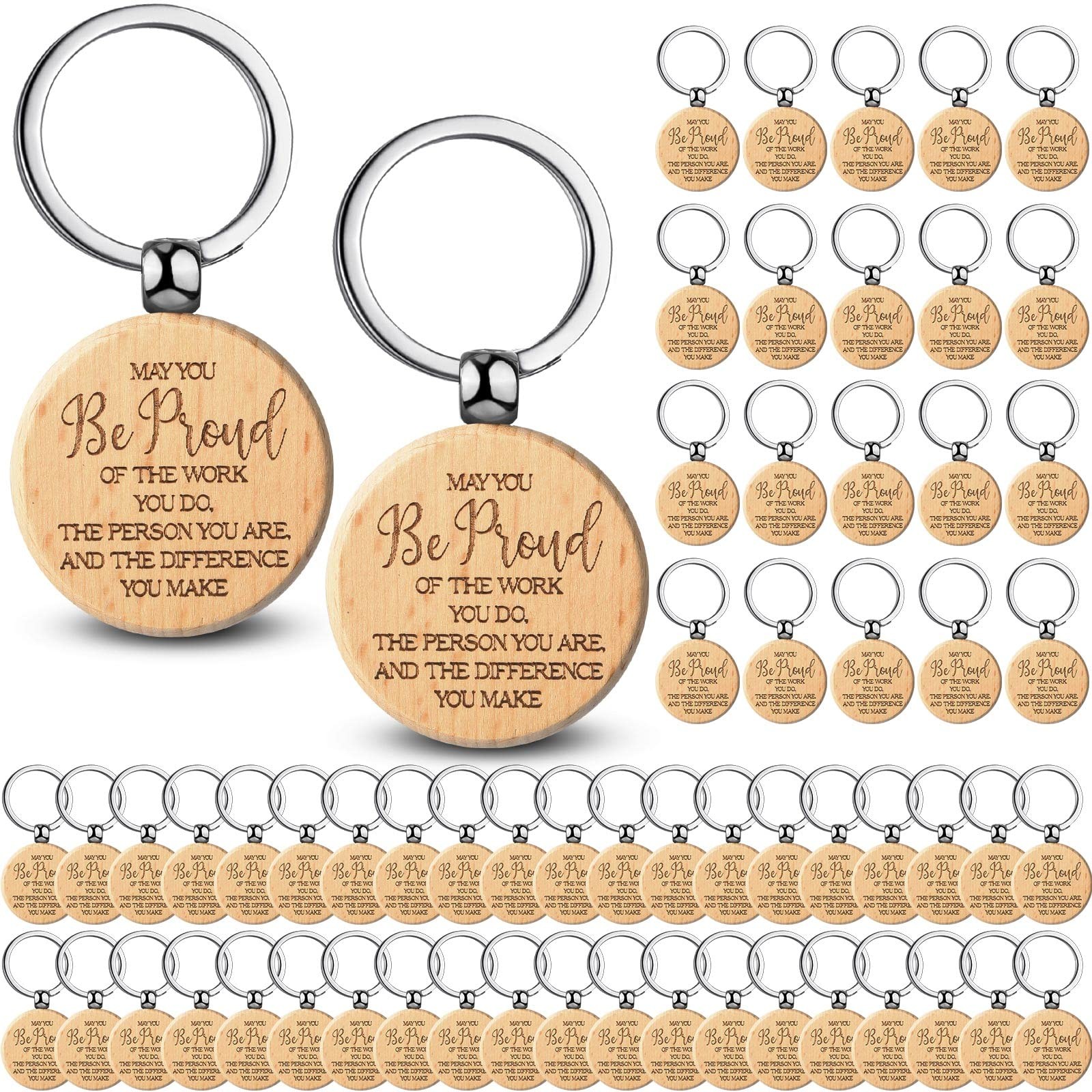 60 Pcs Thank You Keychain Bulk Employee Appreciation Gift Inspirational Keych...