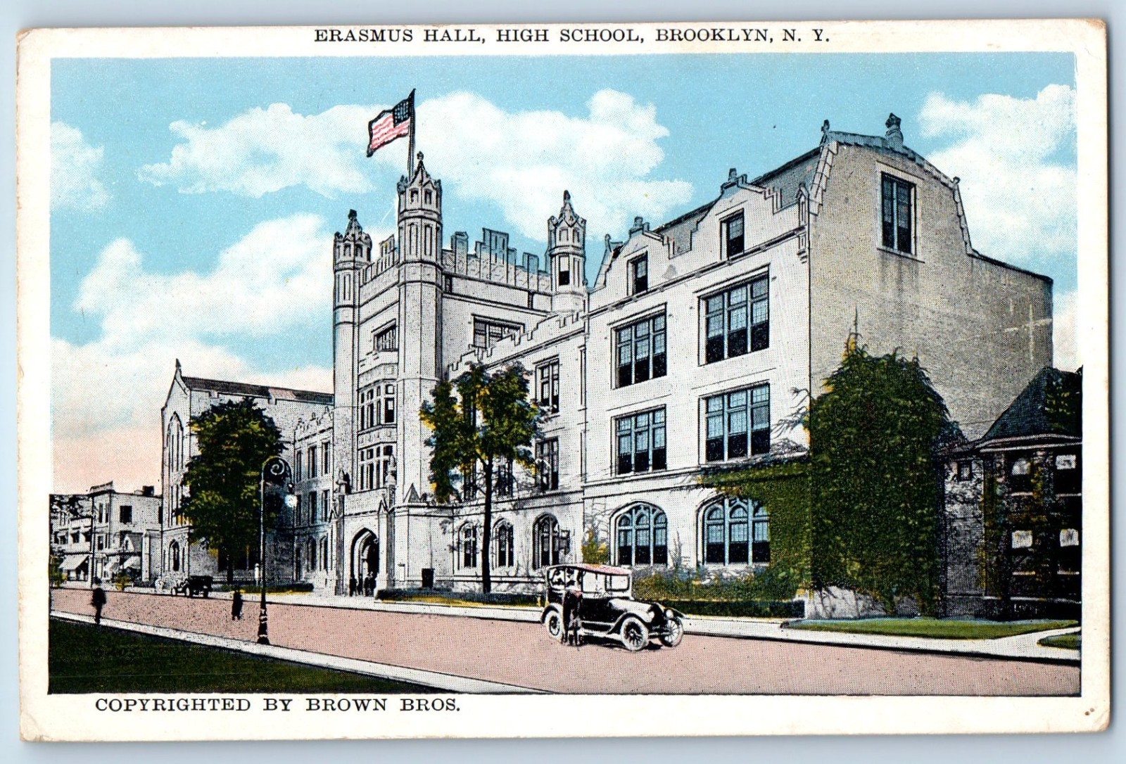 1938 Brooklyn New York NY Vintage Postcard Erasmus Hall High School Building