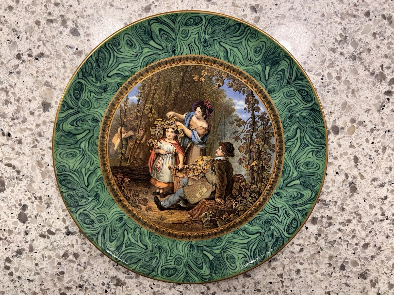 1851 Antique Fenton Straffordshire England “The Crown of Hops” Cabinet Plate