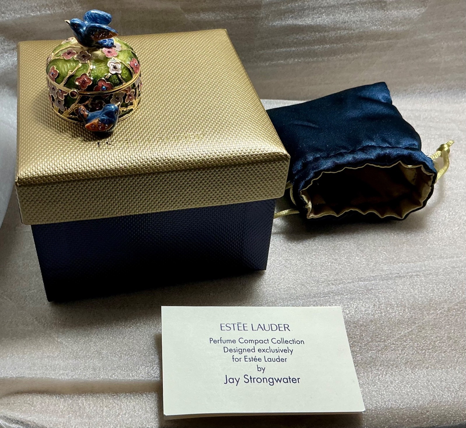 Estee Lauder Pure White Linen Precious Birds Compact Jay Strongwater 2006