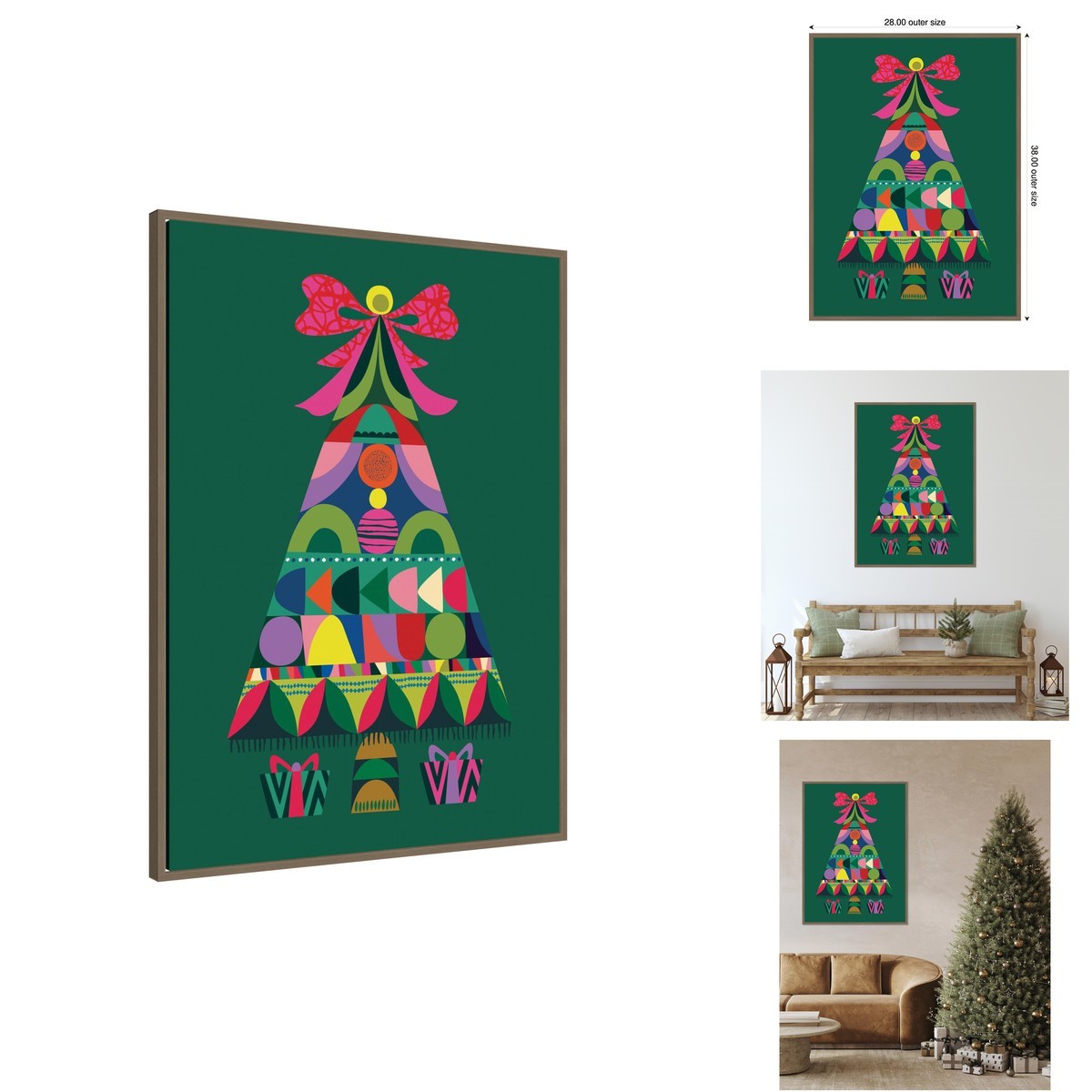 Kate and Laurel Framed Canvas \'Geometric Christmas Tree\' 28x38 Dark Gold Frame Kate and Laurel Framed Canvas \'Geometric Christmas Tree\' 28x38 Dark Gold Frame