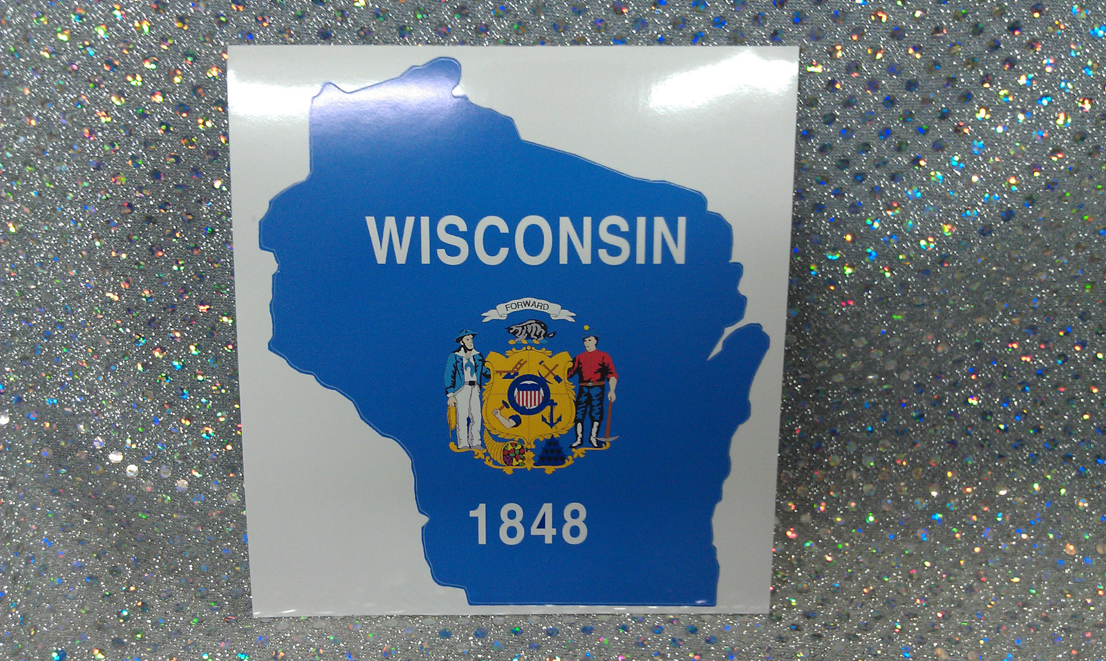 Wisconsin, State Sticker, 1848, LARGE, Multi-Color, Approx. 5\