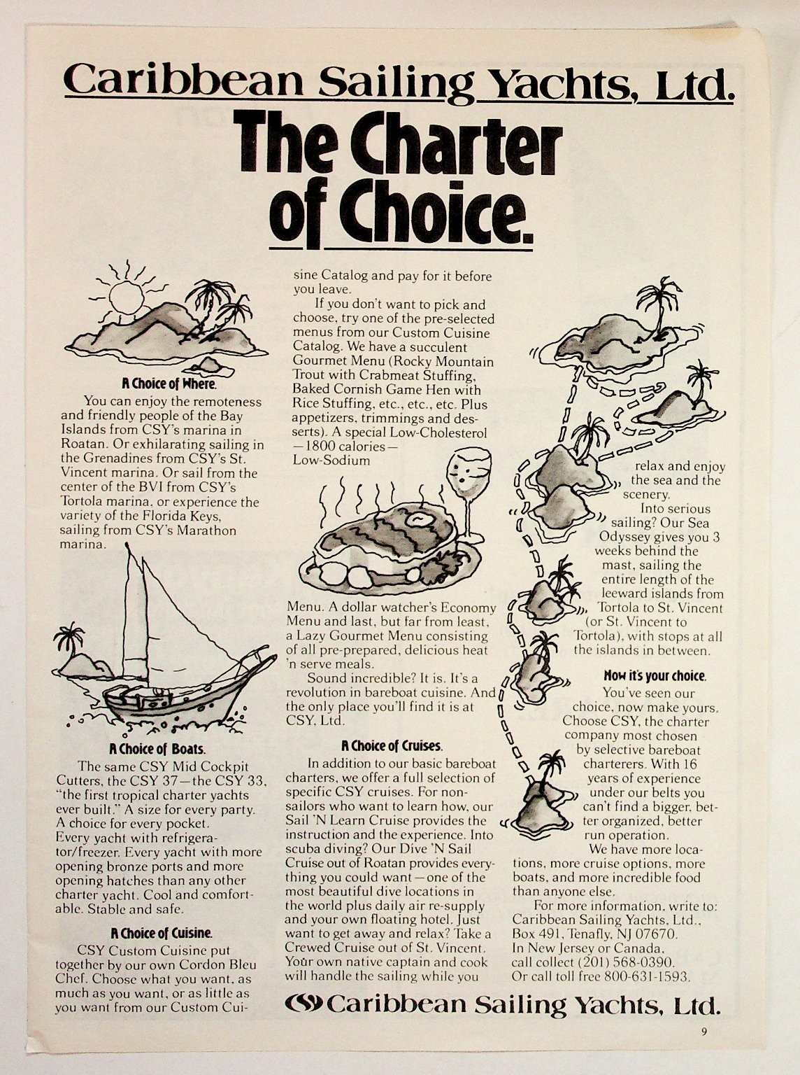 Caribbean Sailing Yachts The Charter of Choice Vintage Magazine Ad 1970s 1980s Caribbean Sailing Yachts The Charter of Choice Vintage Magazine Ad 1970s 1980s