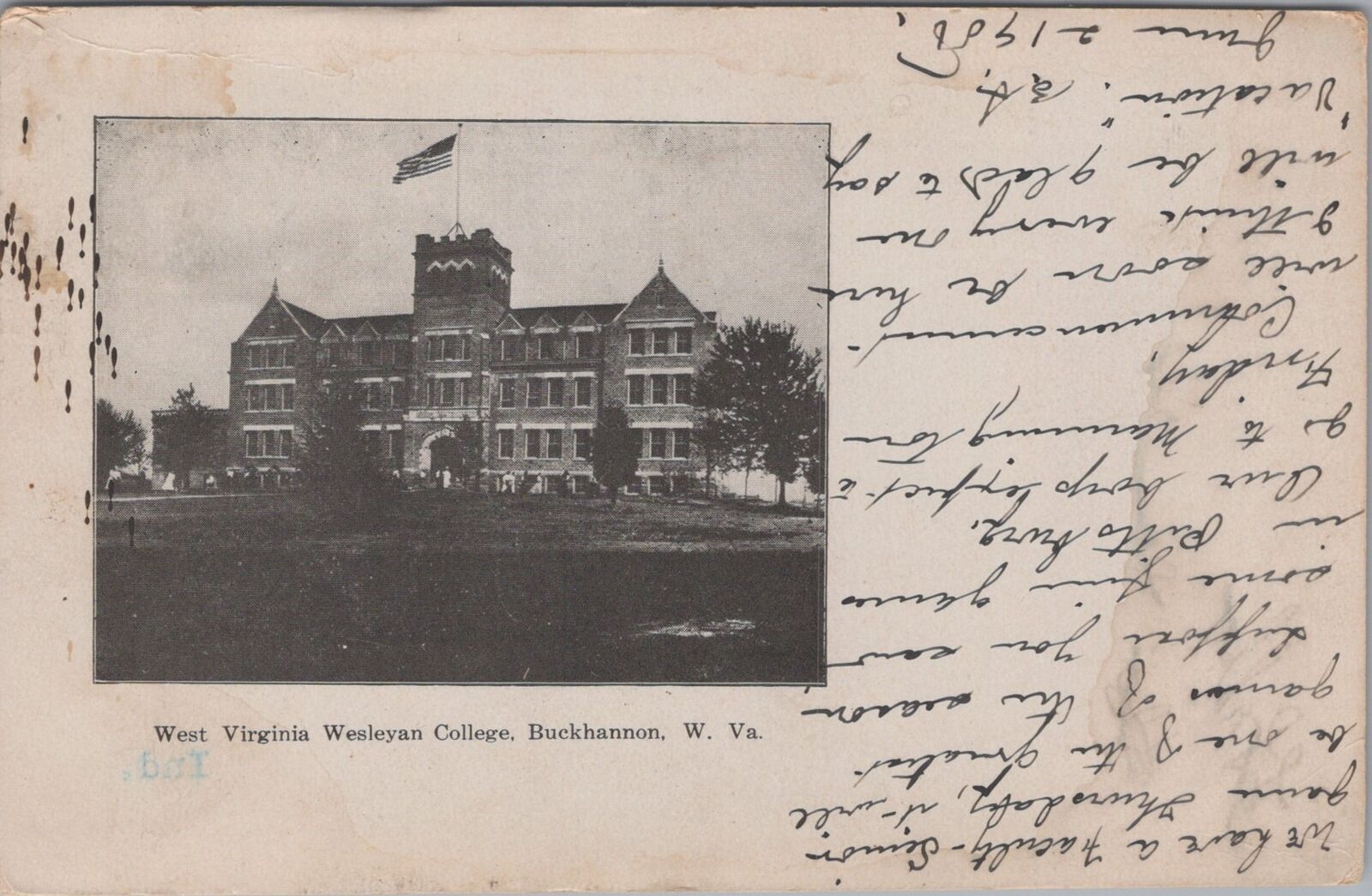 West Virginia Wesleyan College, Buckhannon W.VA. 1908 Postcard
