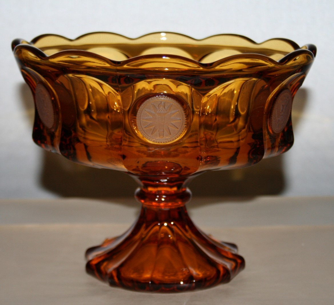 Fostoria Amber Coin Glass Pedestal Compote