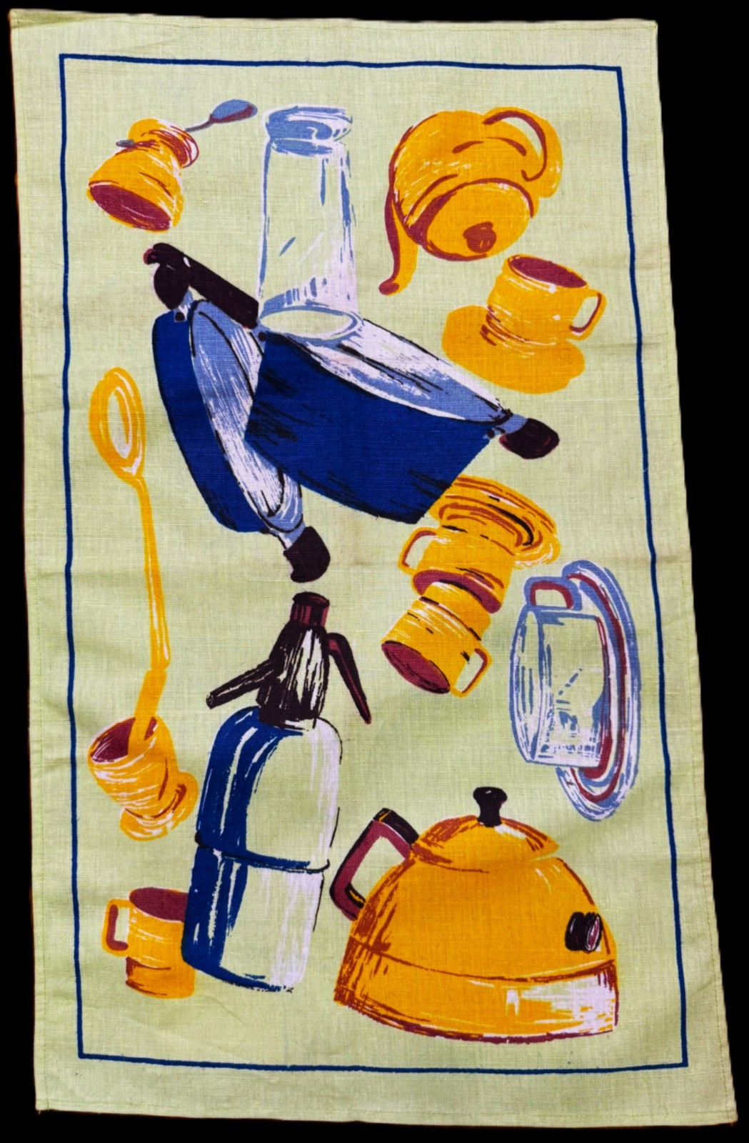 NWT 70s Italian Linen Tea Towel COFFEE CAPPUCHINO NWT 70s Italian Linen Tea Towel COFFEE CAPPUCHINO