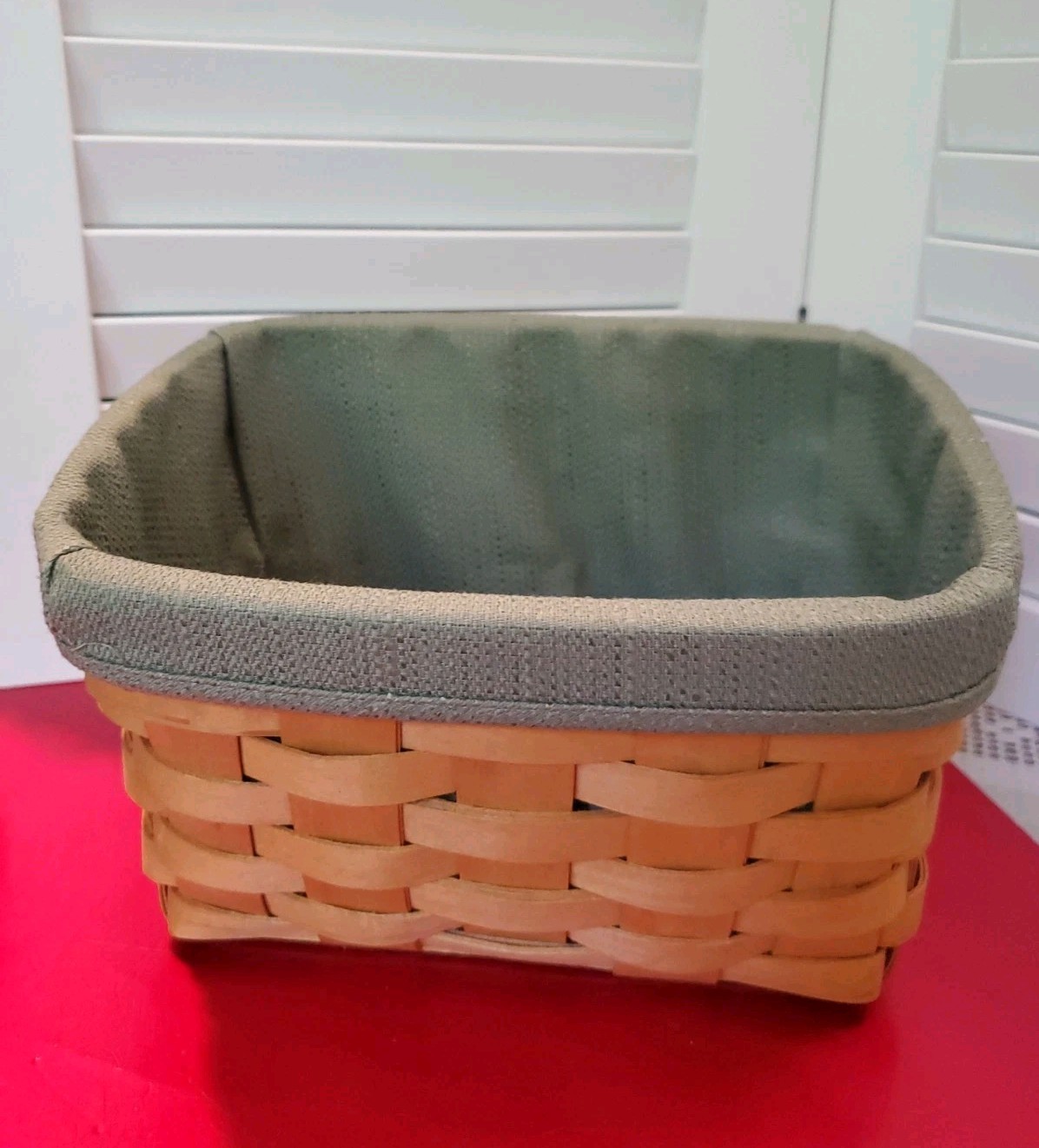 ​VTG 2001 Longaberger Baskets of Blessings Basket Sage Green Fabric Liner