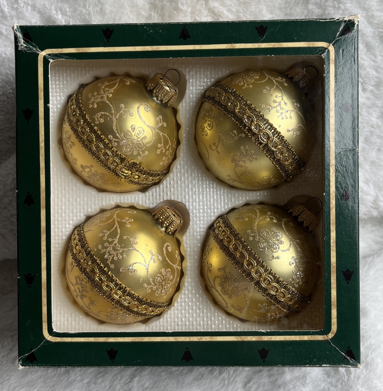 Vintage 1949-90 Christmas Ornament by Krebs West Germany Gold Lace Ribbon